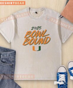 Nice Miami Hurricanes Football 2025 Bowl Bound washed t-shirt showcasing team spirit and vibrant colors.