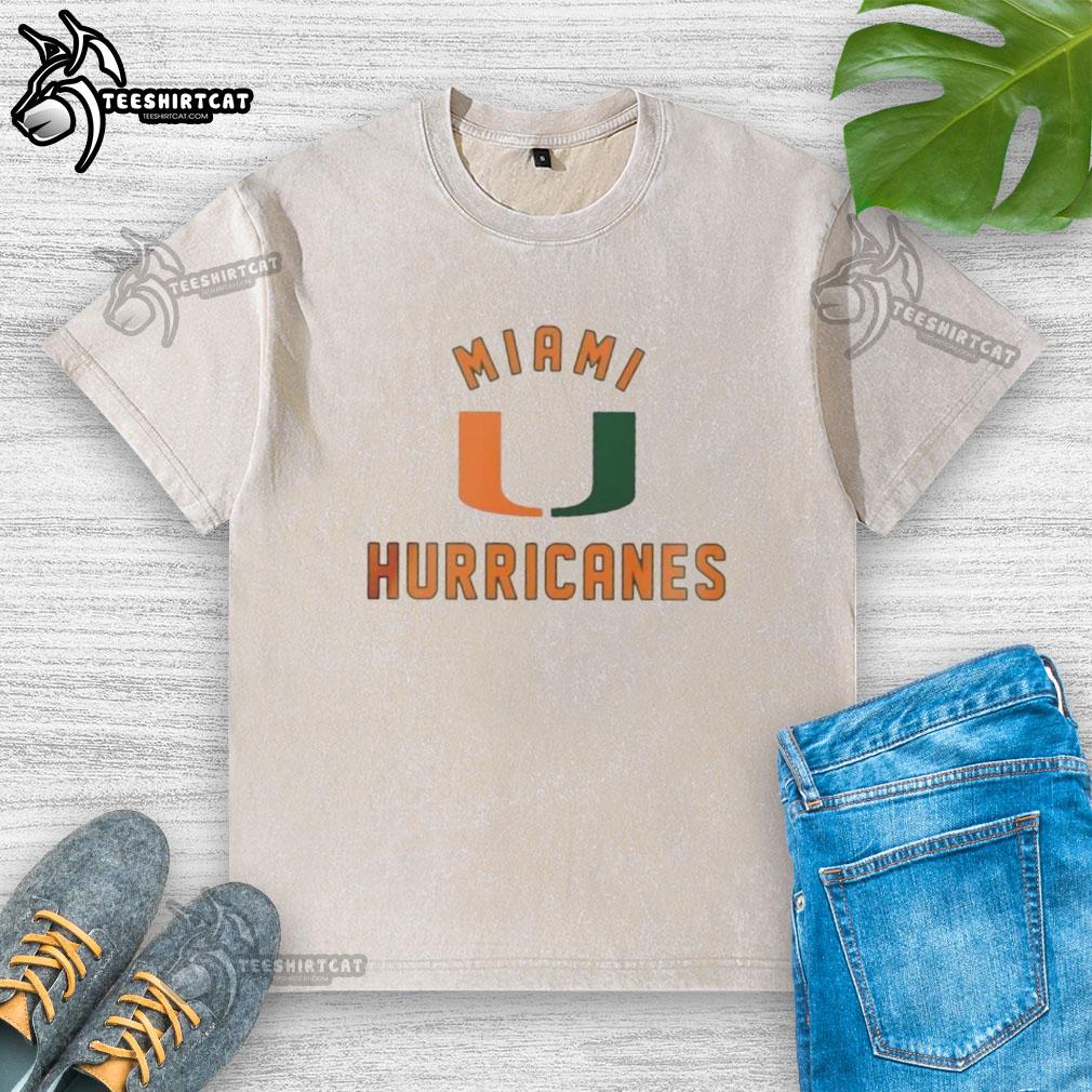nice-miami-hurricanes-washed-t-shirt Nice Miami Hurricanes washed t-shirt featuring a vintage logo, perfect for fans of the Miami Hurricanes.