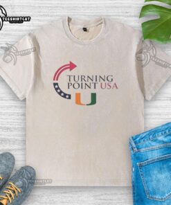 Alt Text: Nice Miami Hurricanes X Freedom Turning Point USA Charlie Kirk washed t-shirt featuring vibrant team colors and logo.