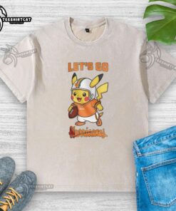 Nice Miami Hurricanes X Pikachu Let's Go washed t-shirt featuring vibrant graphics and a comfortable fit.