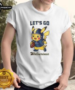 Nice Michigan Wolverines X Pikachu Let'S Go T-Shirt featuring vibrant graphics for fans of both teams.