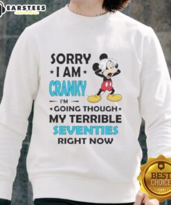 Cozy 'Nice Mickey Sorry I Am Cranky' sweatshirt featuring a playful design, perfect for casual wear during tough times.