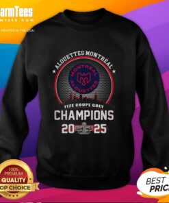 Montreal Alouettes 2025 Grey Cup Champions sweatshirt with city skyline, celebrating team pride and victory in style.