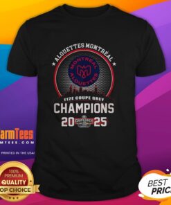 Montreal Alouettes 2025 Grey Cup Champions t-shirt featuring the city skyline design in vibrant colors.