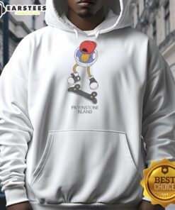 Skateboarding on Nice Moonstone Island wearing a stylish hoodie, perfect for outdoor adventures and casual fashion.
