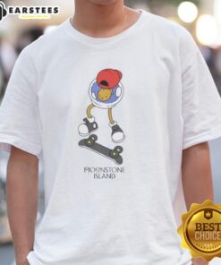 Nice Moonstone Island Skateboarding T-Shirt featuring vibrant graphics and a stylish design for skate enthusiasts.