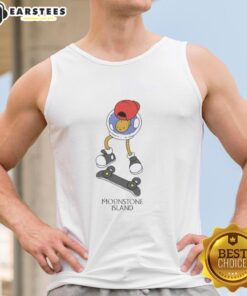 Skateboarding tank top featuring Nice Moonstone Island design, perfect for summer adventures and beach activities.
