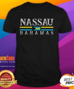 Vintage T-shirt featuring a Nassau Bahamas flag design, perfect souvenir for travel and vacation enthusiasts.