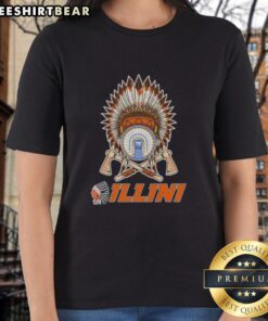 Nice Native American X Illinois Fighting Illini graphic ladies tee featuring vibrant colors and stylish design.