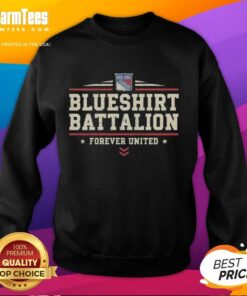 Alt Text: Nice New York Rangers Blueshirt Battalion Forever United sweatshirt featuring team logo and vibrant colors.