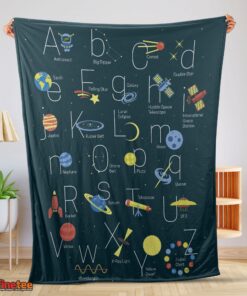 Nice Outer Space Alphabet Poster Cute A To Z Astronomy Fleece Blanket