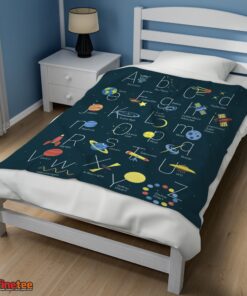 Nice Outer Space Alphabet Poster Cute A To Z Astronomy Fleece Blanket - Image 3