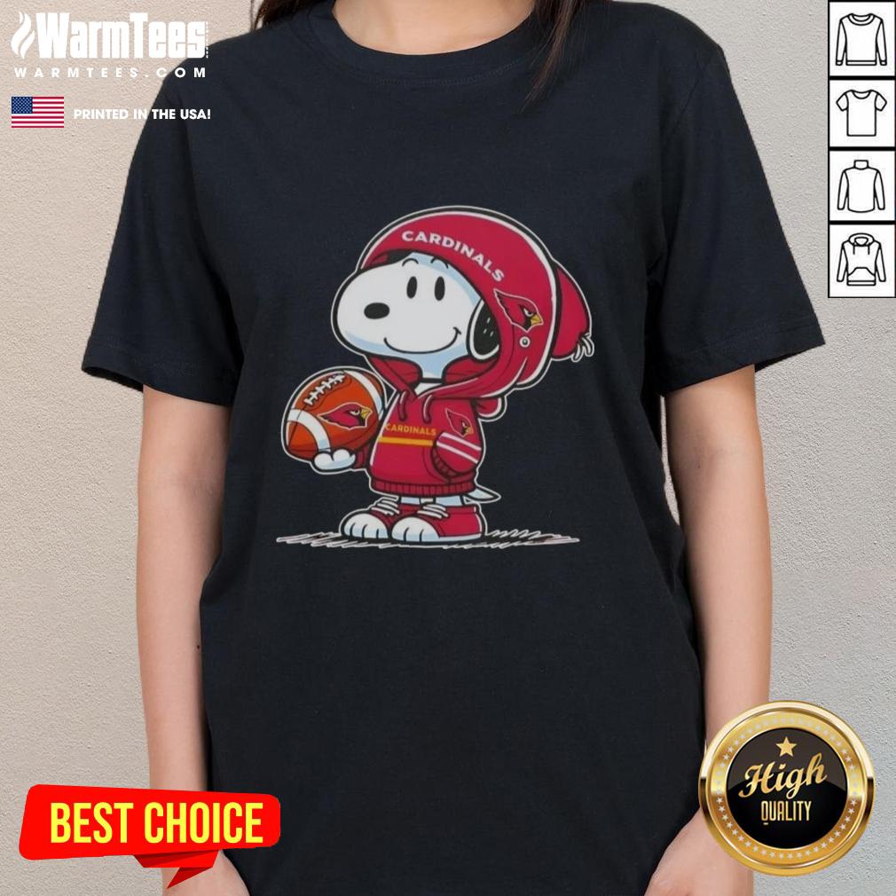 nice-peanuts-snoopy-wearing-hoodie-arizona-cardinals-and-smilling-at-fans-ladies-tee Snoopy wearing an Arizona Cardinals hoodie, smiling at fans on a ladies tee featuring nice peanuts design.