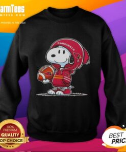 Alt Text: Snoopy in a hoodie supporting Arizona Cardinals, smiling at fans while wearing a Nice Peanuts sweatshirt.