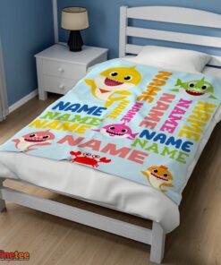 Nice Personalized Baby Shark Blanket Fleece Customized Blanket - Image 3