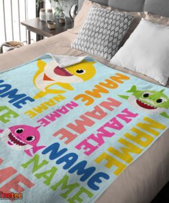 Nice Personalized Baby Shark Blanket Fleece Customized Blanket - Image 4
