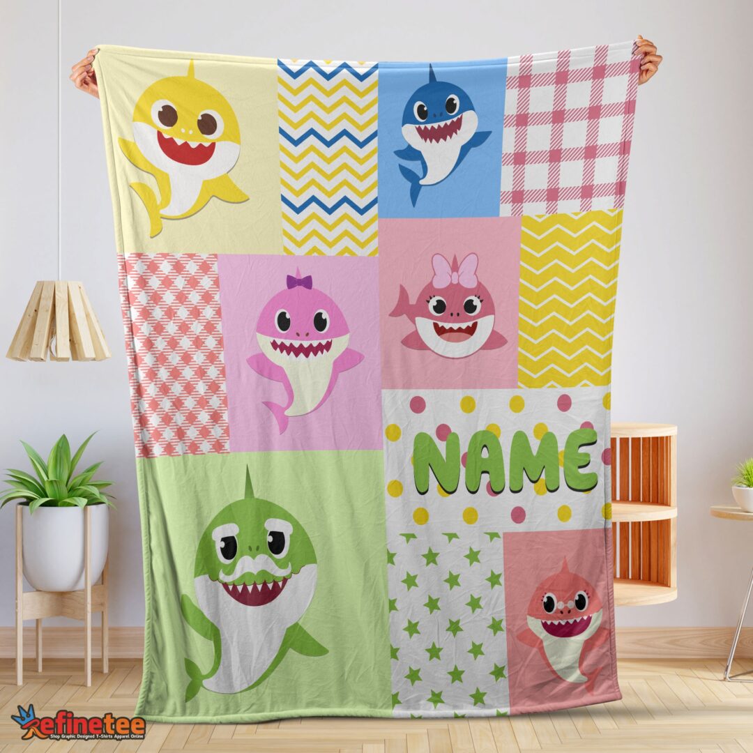 nice-personalized-colorful-baby-shark-blanket-fleece-customized-blanket-mk-01-1 Nice Personalized Colorful Baby Shark Blanket Fleece Customized Blanket