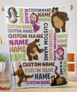 Nice Personalized Masha And The Bear Blanket Fleece Customized Blanket