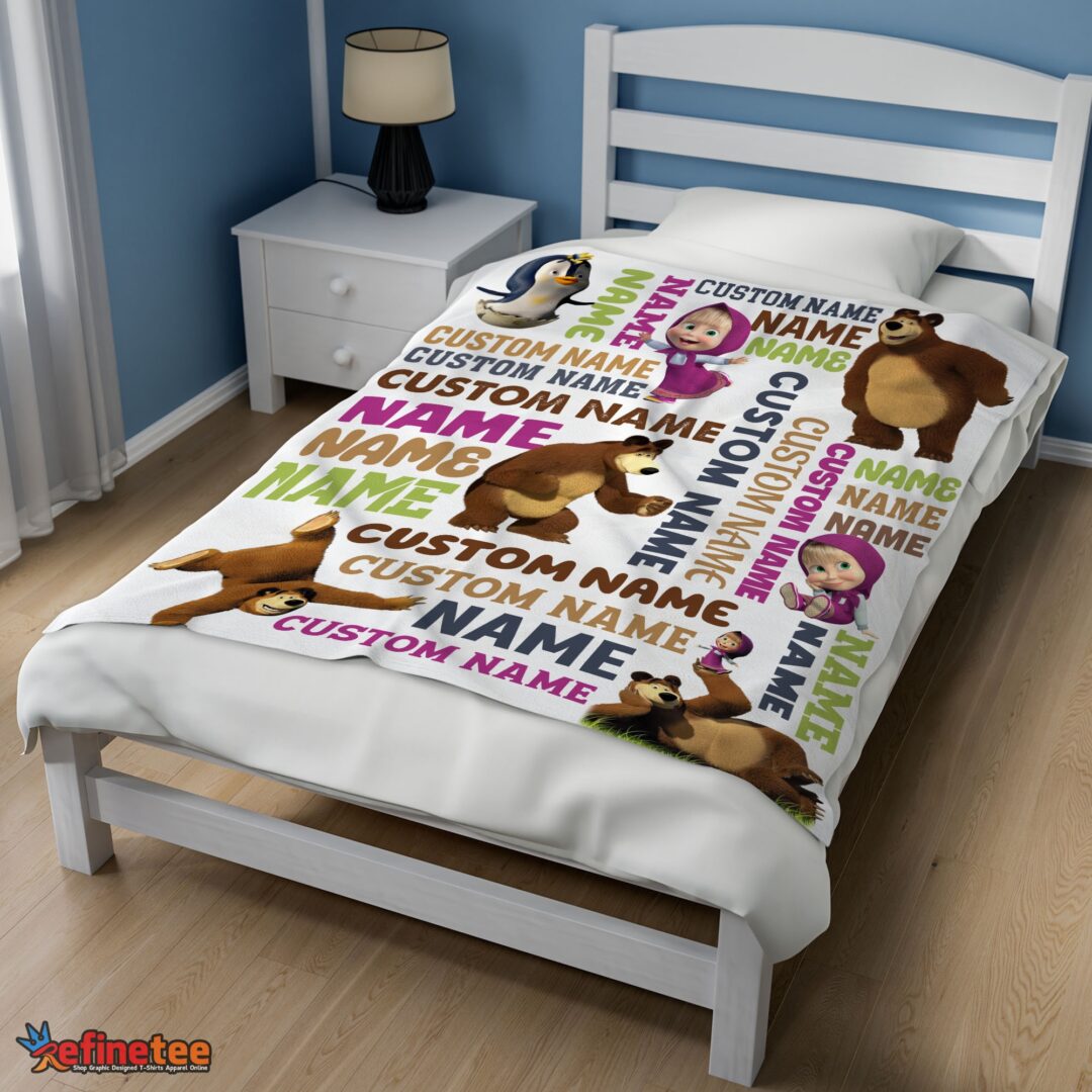 nice-personalized-masha-and-the-bear-blanket-fleece-customized-blanket-mk-02 Nice Personalized Masha And The Bear Blanket Fleece Customized Blanket - Image 3