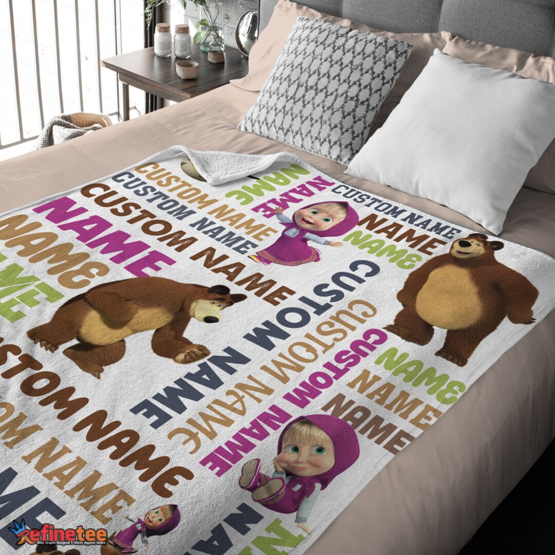 nice-personalized-masha-and-the-bear-blanket-fleece-customized-blanket-mk-03 Nice Personalized Masha And The Bear Blanket Fleece Customized Blanket - Image 4
