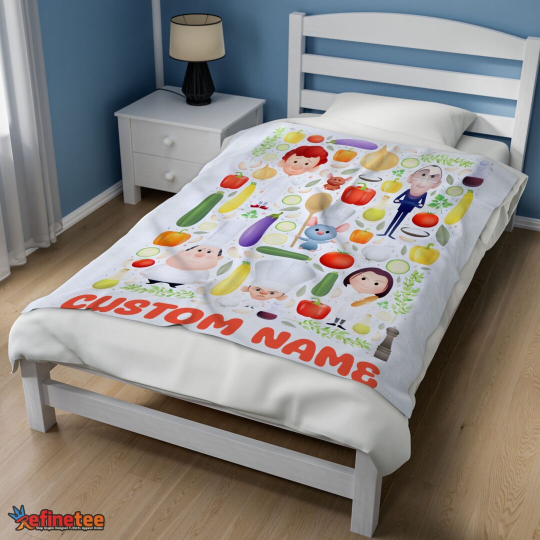 nice-pixar-ratatouille-chief-cute-chibi-character-vegetable-blanket-fleece-customized-blanket-mk-02 Nice Pixar Ratatouille Chief Cute Chibi Character Vegetable Blanket Fleece Customized Blanket - Image 3