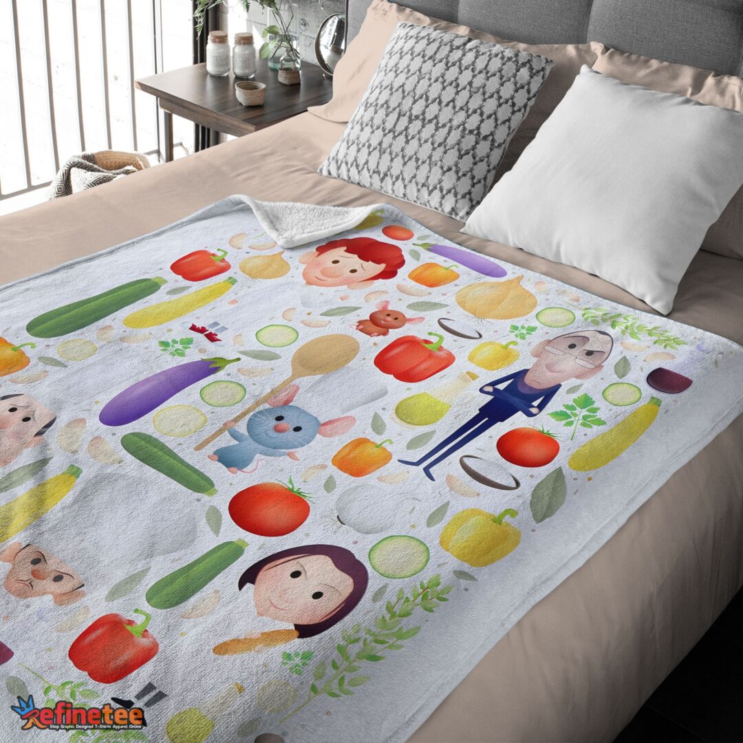 nice-pixar-ratatouille-chief-cute-chibi-character-vegetable-blanket-fleece-customized-blanket-mk-03 Nice Pixar Ratatouille Chief Cute Chibi Character Vegetable Blanket Fleece Customized Blanket - Image 4