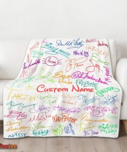 Nice Playful Hand Writing Typography Vibrant Name Blanket Fleece Customized Blanket - Image 3