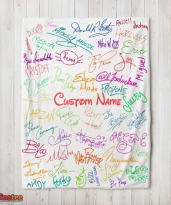 Nice Playful Hand Writing Typography Vibrant Name Blanket Fleece Customized Blanket