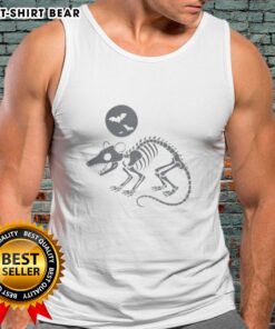 Nice opossum skeleton playing under a full moon with bats, perfect for Halloween tank top design.