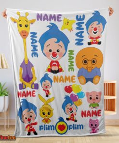 Nice Plim Plim & Friends Collage Cute Blanket Fleece Customized Blanket