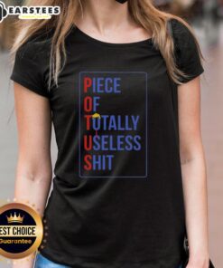 Funny Donald Trump hair graphic on a ladies tee, showcasing a humorous take on political apparel.