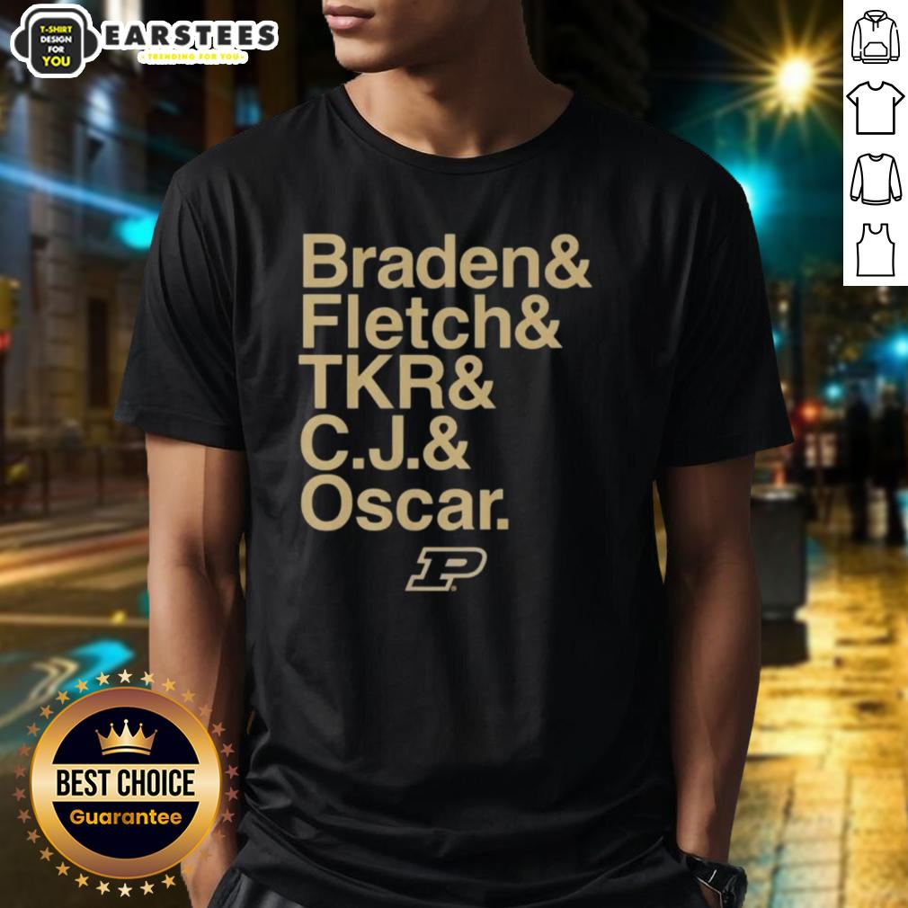 nice-purdue-boilermakers-ampersand-stars-2025-26-braden-fletch-tkr-c-j-and-oscar-t-shirt-1 Alt Text: Purdue Boilermakers 2025-26 T-shirt featuring Braden, Fletch, Tkr, C.J, and Oscar with stars and ampersand design.
