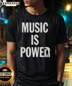 Alt Text: Nice Richard Ashcroft Music Is Power T-Shirt featuring bold graphic design and vibrant colors, perfect for fans.
