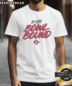 San Diego State Aztecs Football 2025 Bowl Bound T-Shirt featuring bold graphics and vibrant colors, perfect for fans.