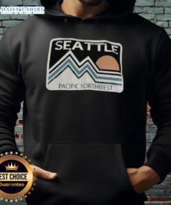 Cozy Nice Seattle Pacific Northwest hoodie showcased against a scenic backdrop of lush greenery and urban skyline.