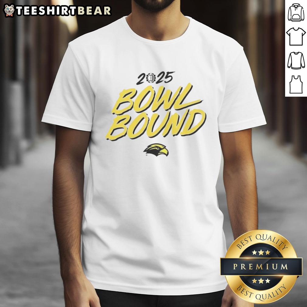 nice-southern-miss-golden-eagles-football-2025-bowl-bound-t-shirt Nice Southern Miss Golden Eagles Football 2025 Bowl Bound T-Shirt featuring team colors and logo for fans.