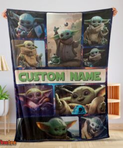 Nice Star Wars Baby Yoda Collage Blanket Fleece Customized Blanket