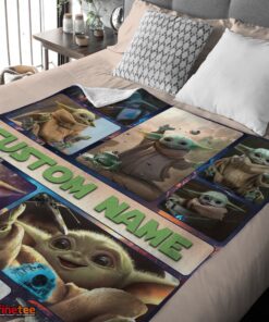 Nice Star Wars Baby Yoda Collage Blanket Fleece Customized Blanket - Image 4