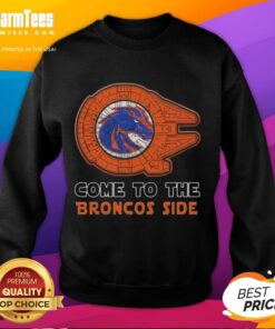 Cozy Star Wars Boise State Broncos side sweatshirt featuring iconic characters and vibrant team colors for fans.