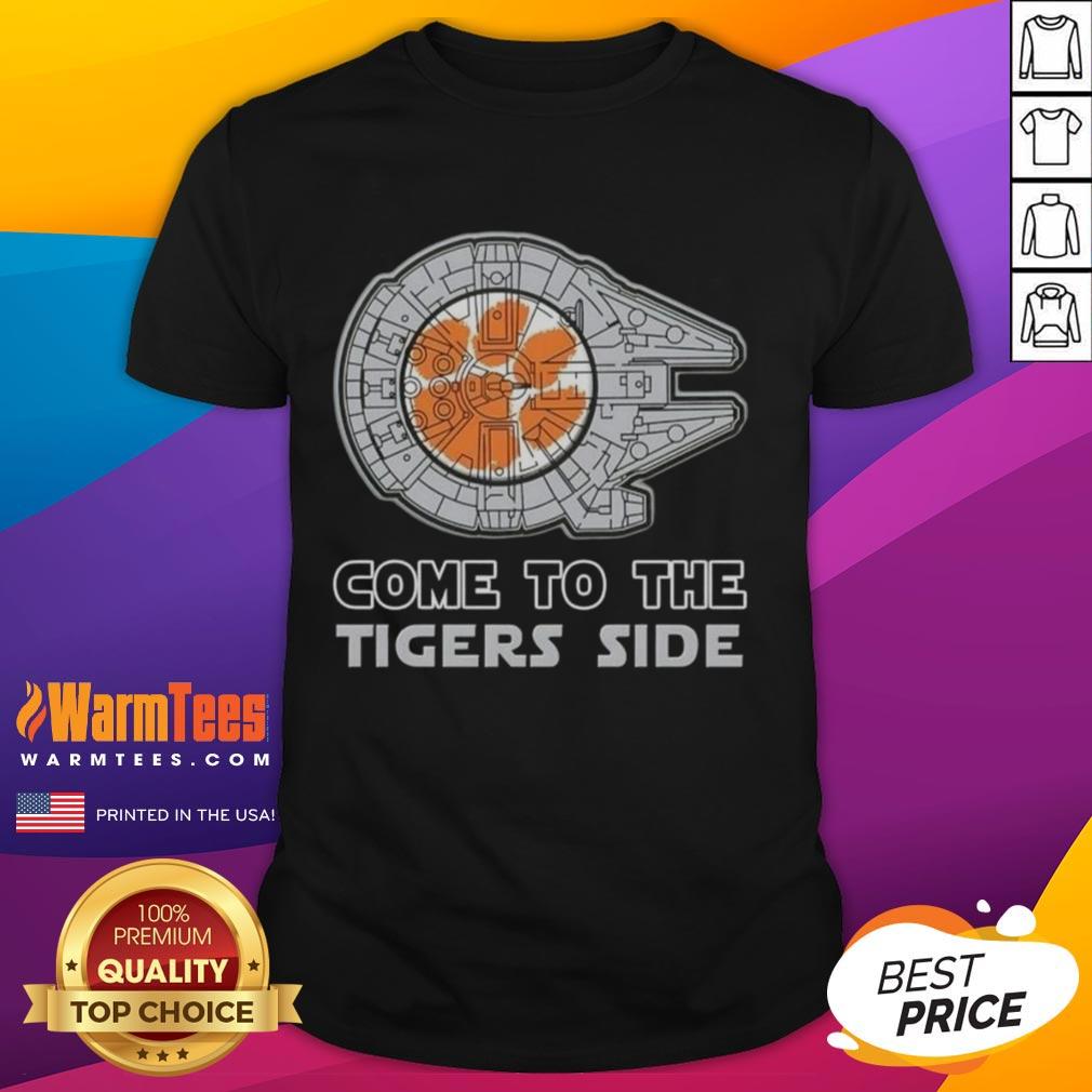 nice-star-wars-come-to-the-clemson-tigers-side-t-shirt Star Wars-themed 'Come To The Clemson Tigers Side' T-shirt featuring vibrant graphics and a bold design for fans.