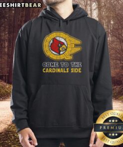 Alt Text: Stylish Star Wars hoodie featuring Louisville Cardinals logo, perfect for fans of both franchises.