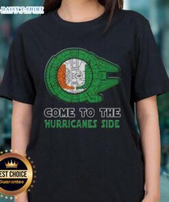 Stylish 'Nice Star Wars Come to the Miami Hurricanes Side' ladies tee featuring vibrant graphics and comfortable fit.