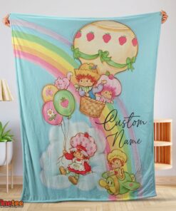 Nice Strawberry Shortcake Cartoon With Friends Blanket Customize Blanket