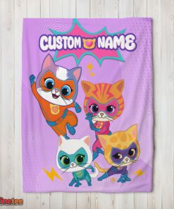 Nice Super Kitties Assemble Feline Heroes In Action Blanket Fleece Customized Blanket