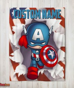 Nice Superhero Marvel Avenger Chibi Captain America Blanket Fleece Customized Blanket