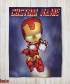 Nice Superhero Marvel Avenger Chibi Iron Man Blanket Fleece Customized Blanket