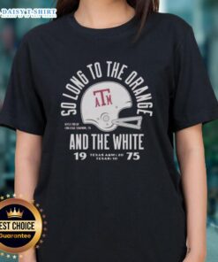 1975 Texas A&M Aggie War Hymn Lonestar Ladies Tee showcasing vintage design and school spirit in a stylish outfit.