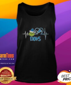 Alt Text: Nice The Grinch Heartbeat X Detroit Lions Football Lover Tank Top, perfect for fans celebrating game day.