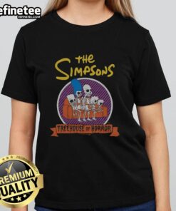 Nice The Simpsons Treehouse of Horror Ladies Tee featuring iconic characters for Halloween-themed fashion.
