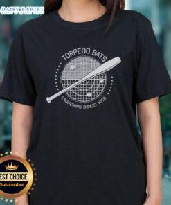 Nice Torpedo Bats launching direct hits in baseball - stylish ladies' tee design for passionate female players.